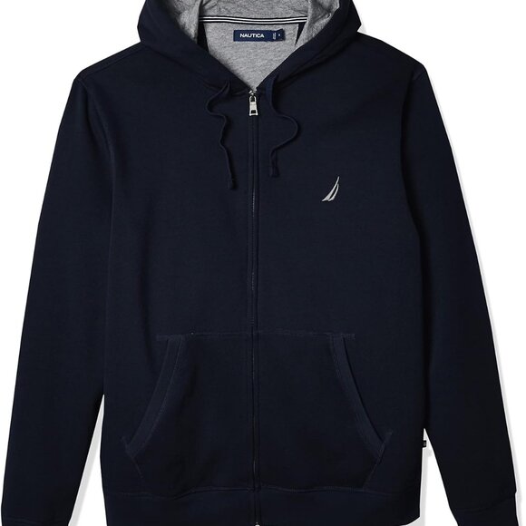 Stylish Men's Anchor Fleece Hoodie in True Navy - Ultimate Transitional Wear - Picture 1 of 4